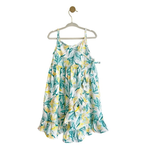 Tommy Bahama Kids 4T Ruffle Dress with Green and Yellow Leaf Print - Like New - Picture 1 of 5